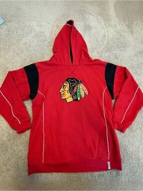 Reebok vintage NHL Hockey Chicago Blackhawks red pullover hoodie Sz XL junior